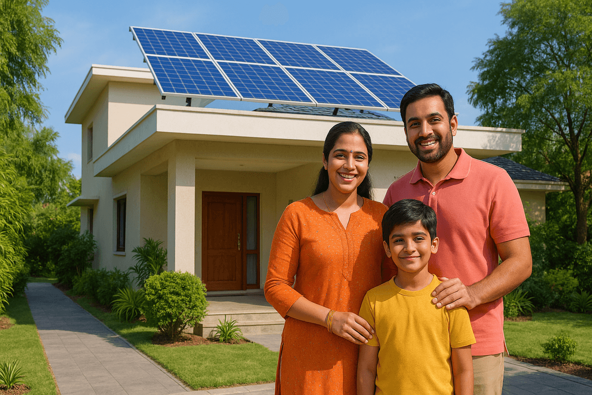 Family with solar home